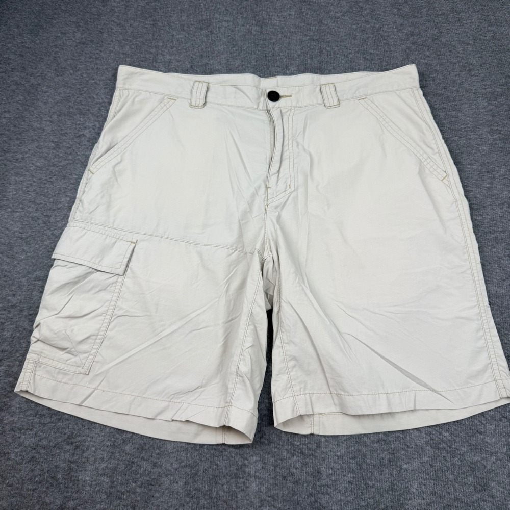 Columbia Cargo Shorts Women 36W Beige Omni-Shade‎ Hiking Outdoor Sun Protection